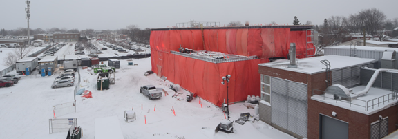 Photo nouveau bâtiment, décembre 2025, vue rue Bourassa